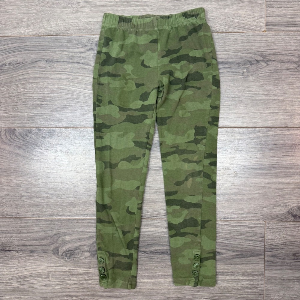GapKids Girls Camo Green Slim Leggings Size S 6‑7 Ankle Button Detail Pants